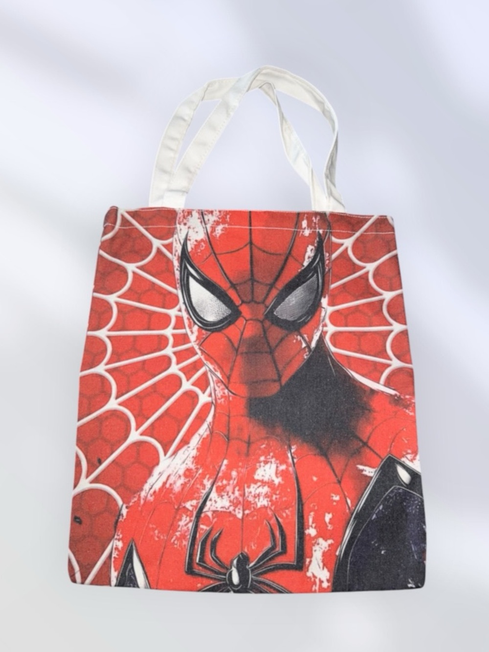 Men's Red Spider-Web Spider-Man Graphic Canvas Tote Bag - New